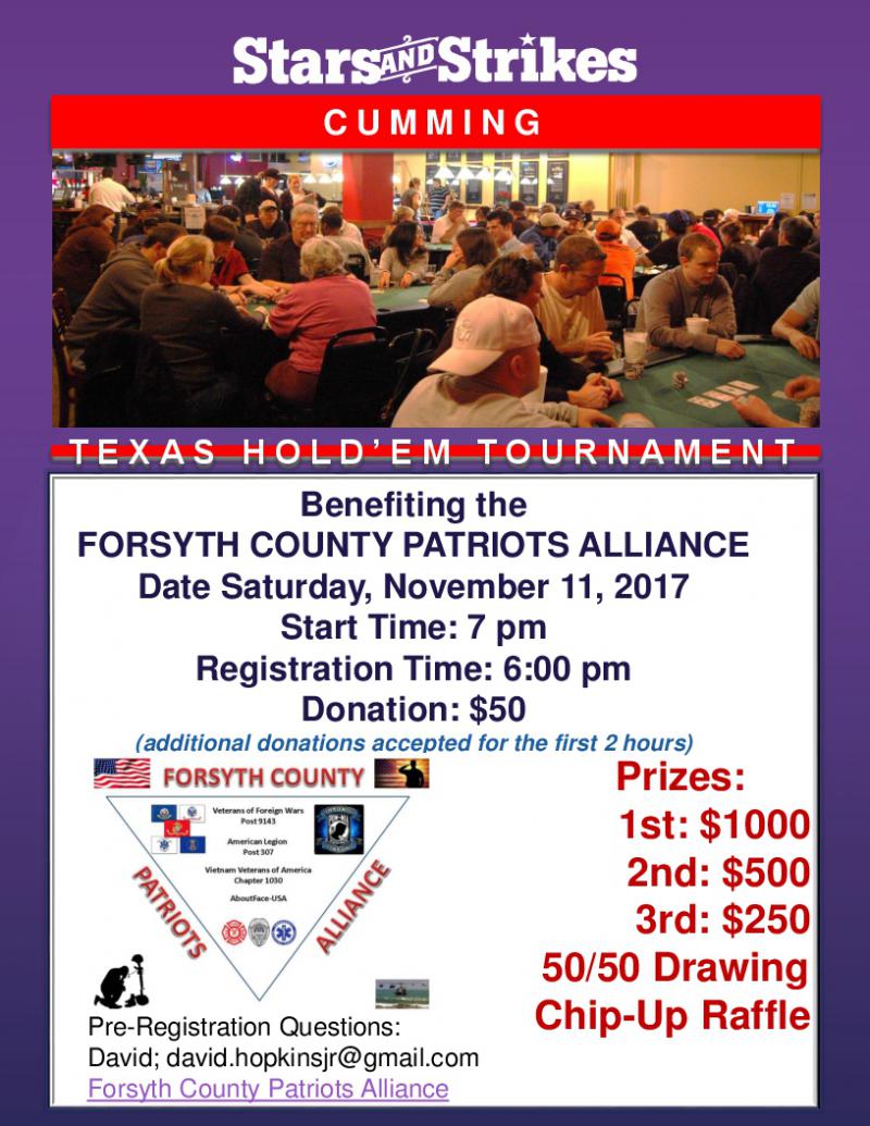 Forsyth County  Patriots Alliance - Stars and Strikes at 5thstreetpoker.com